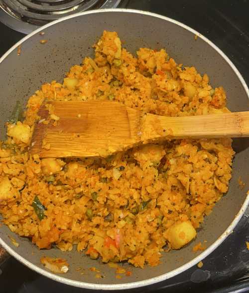 cooked poha, ignore the spotty stoves
